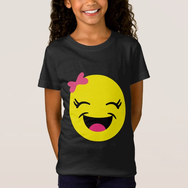 Niedliches u. glückliches Emoji Mädchen T-Shirt (Vorderseite)