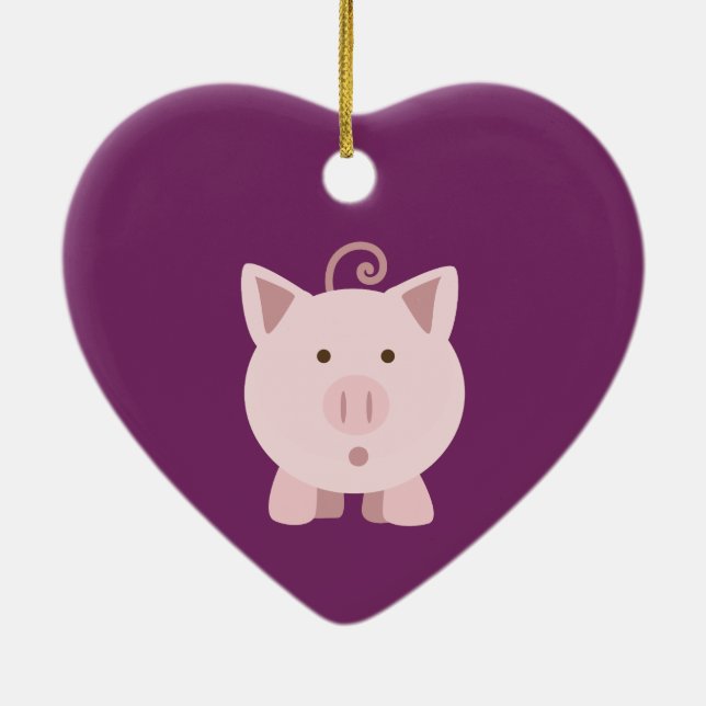Niedliches überraschtes Schwein Keramik Ornament (Hinten)