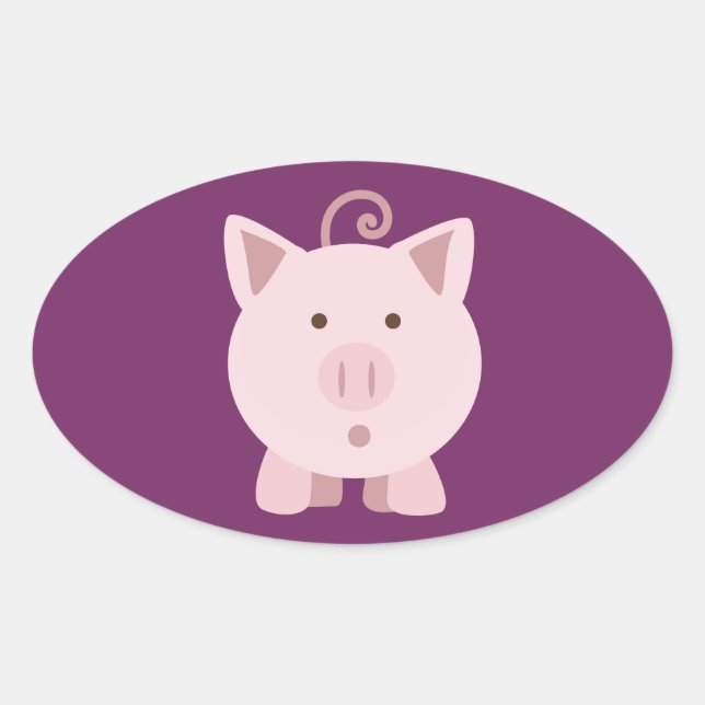 Niedliches überraschtes Schwein Ovaler Aufkleber (Vorderseite)