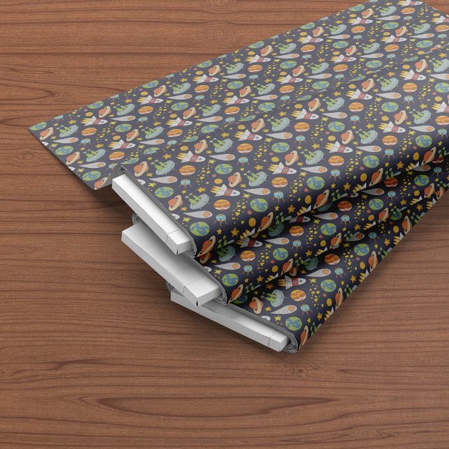 Niedliches UFO-Weltraumflugmuster Stoff (Von Creator hochgeladen)