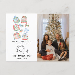 Niedliches Ugly Sweater Frohe Weihnachtsfeiertage Feiertagspostkarte