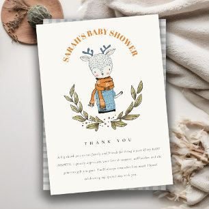 Niedliches Ugly Sweater Leaf Winter Rentier Baby D Dankeskarte