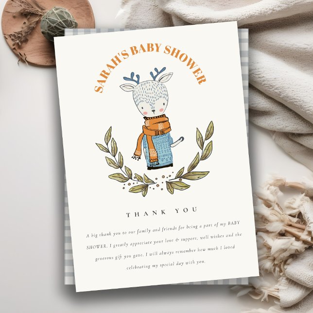 Niedliches Ugly Sweater Leaf Winter Rentier Baby D Dankeskarte (Von Creator hochgeladen)