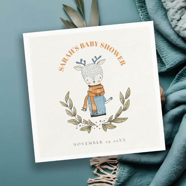 Niedliches Ugly Sweater Leaf Winter Rentier Baby D Serviette (Von Creator hochgeladen)