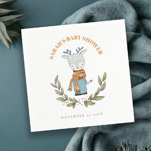 Niedliches Ugly Sweater Leaf Winter Rentier Baby D Serviette