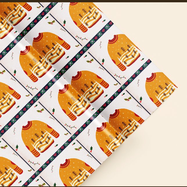 Niedliches Ugly Sweater Muster Weihnachtsgeschenk Geschenkpapier (Cute Ugly Sweater Pattern Christmas Gift Wrapping Paper)