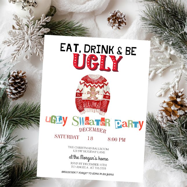 Niedliches Ugly Sweater Party Einladung (Von Creator hochgeladen)