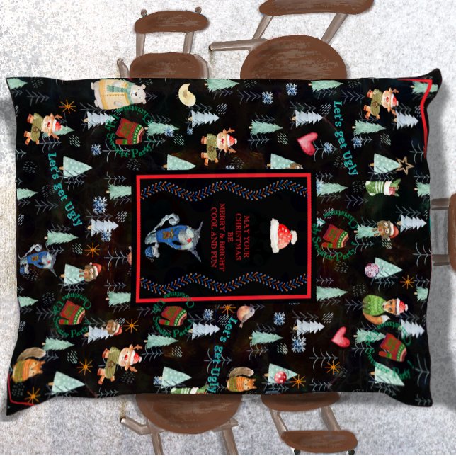 Niedliches Ugly Sweater Weihnachts-Party Nordische Tischdecke (Cute Ugly Sweater Christmas Party Nordic Animals Tablecloth)