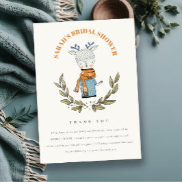 Niedliches Ugly Sweater Winter Rentier Brautparty Dankeskarte