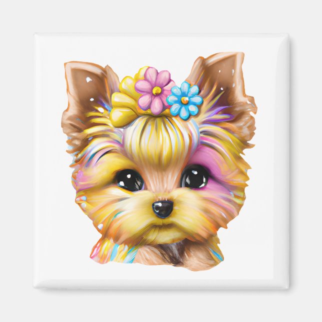 Niedliches und Adorable Baby Yorkie Magnet (Vorne)