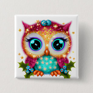 Niedliches und Adorable Kawaii Baby Owl Button