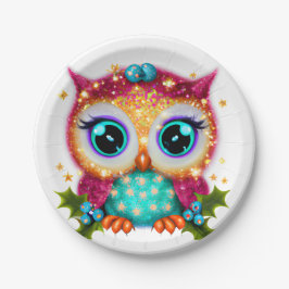 Niedliches und Adorable Kawaii Baby Owl Pappteller