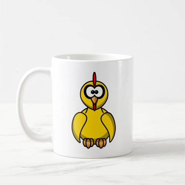 Niedliches und buntes Cartoon-Huhn Kaffeetasse (Links)