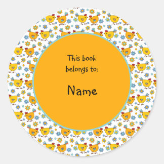 niedliches und buntes Huhn und Blume Runder Aufkleber