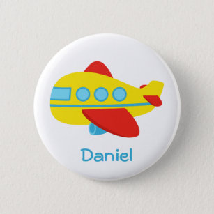 Niedliches und buntes Passagier-Flugzeug Button