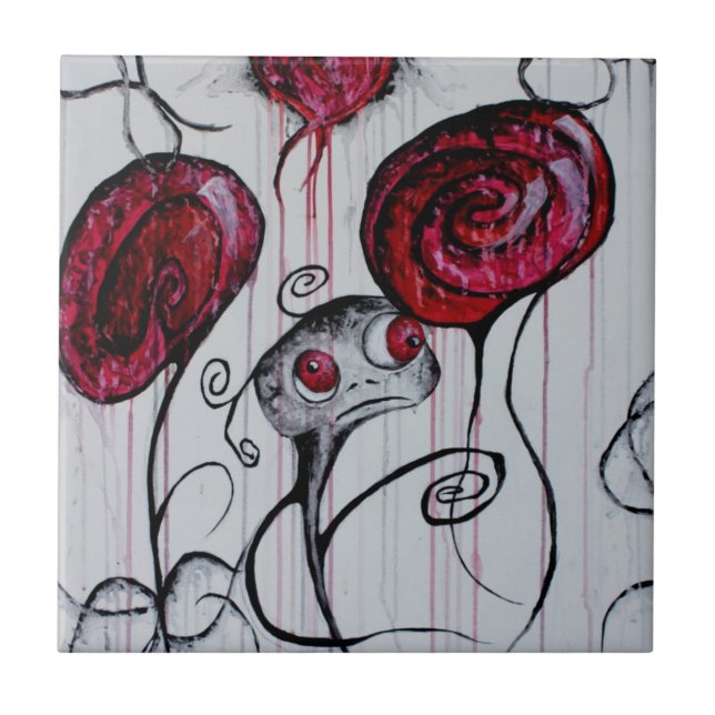 Niedliches und Creepy Geschöpf wunderliche Goth Fliese (Vorderseite)