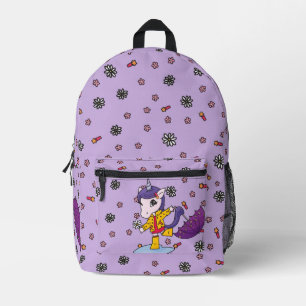 Niedliches und einfaches Lila Blumenhorn im Regenm Bedruckter Rucksack