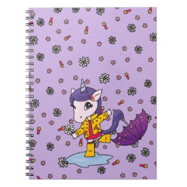 Niedliches und einfaches Lila Blumenhorn im Regenm Notizblock