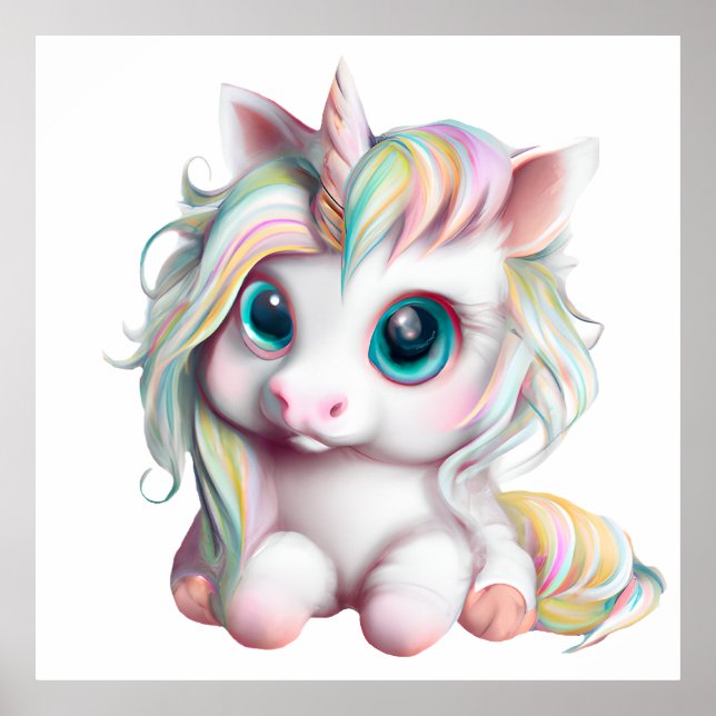 Niedliches und erlesenes Baby Unicorn Poster (Vorne)