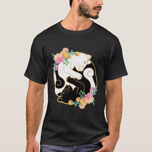 Niedliches und erlesenes chinesisches Yin and Yang T-Shirt (Vorderseite)