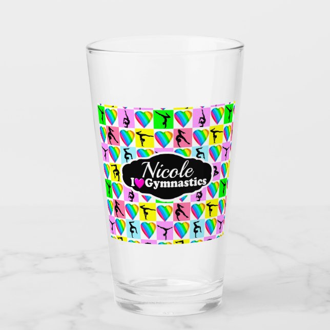 NIEDLICHES UND FARBENES GYMNAST-MÄDCHEN-DESIGN GLAS (Vorderseite)