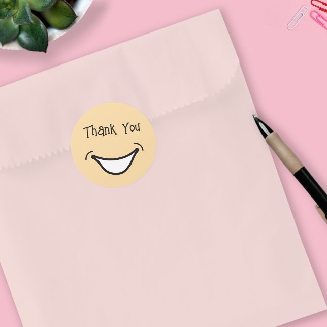 Niedliches und farbenfrohe Lächeln, Dankeschön-Auf Runder Aufkleber (Thank You Sticker)