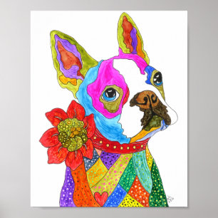 Niedliches und farbenfrohes Boston Terrier Poster 