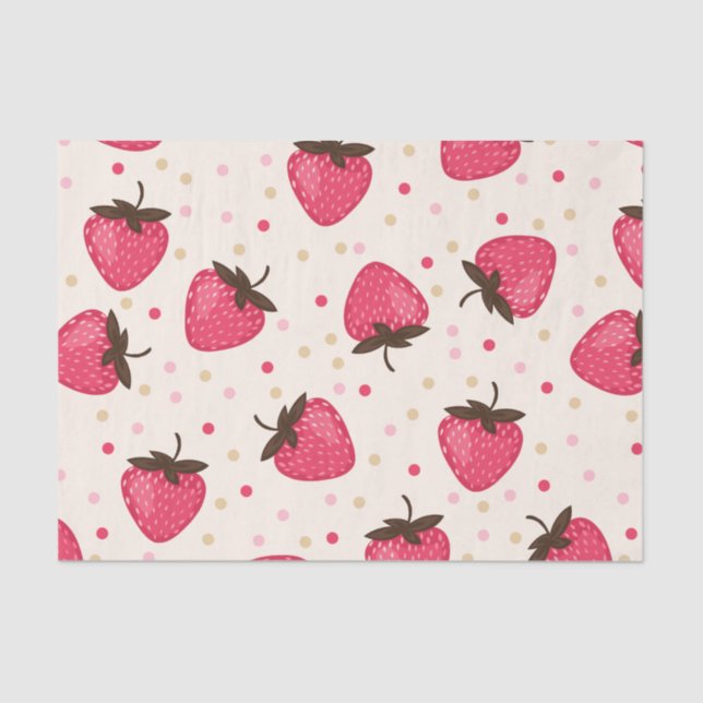 Niedliches und Girly rosa Erdbeermuster Seidenpapier (Vorderseite)