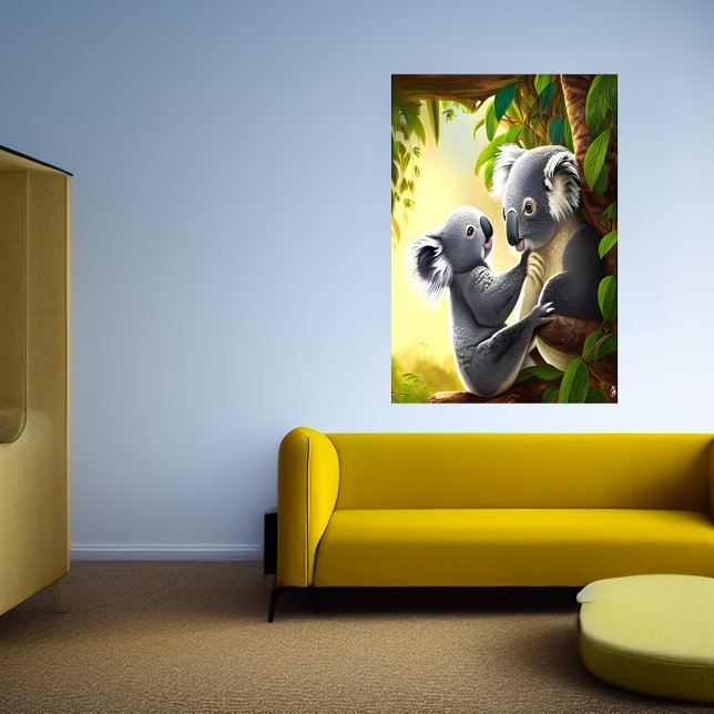 Niedliches und liebliches Koala und Kind | AI Art  Poster (Von Creator hochgeladen)