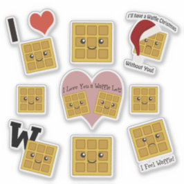 Niedliches und lustiges Kawaii Square Waffelaufkle Aufkleber