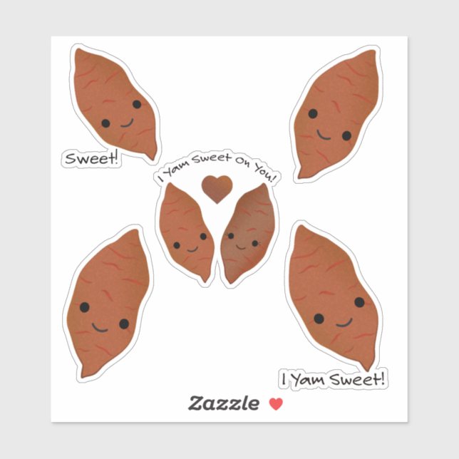 Niedliches und lustiges Kawaii Sweet Potato Sticke Aufkleber (Blatt)