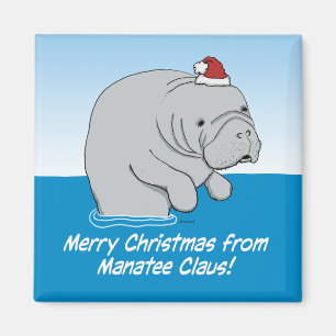 Niedliches und lustiges Manatee Claus Magnet