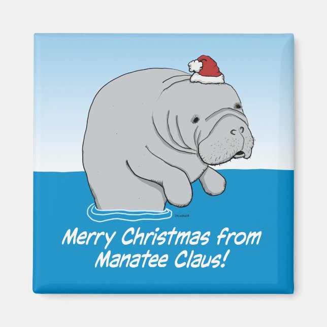 Niedliches und lustiges Manatee Claus Magnet (Vorne)