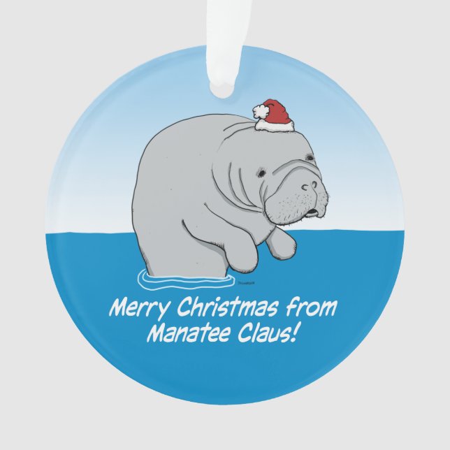 Niedliches und lustiges Manatee Claus Ornament (Vorderseite)