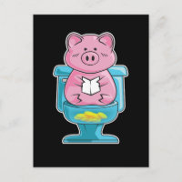 Niedliches und lustiges Schwein auf der Toilette P
