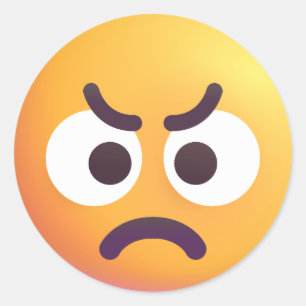 Niedliches und lustiges zorniges Gesicht Emoji Runder Aufkleber
