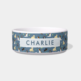 Niedliches und modernes Blaues Hundemuster Napf