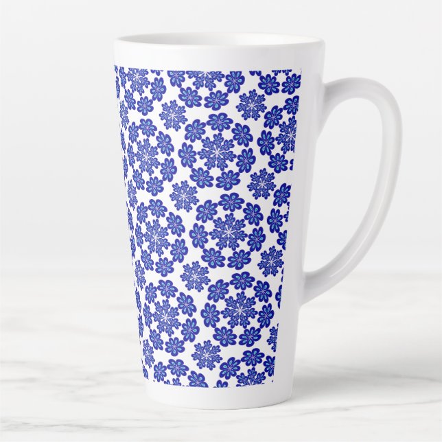 Niedliches und modernes Blue Evil Eye Blumenmuster Milchtasse (Rechts)