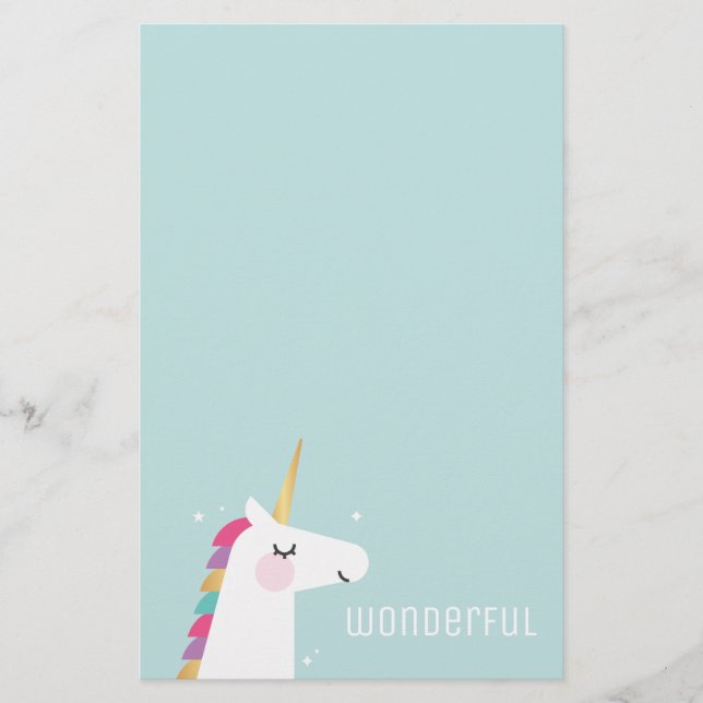 Niedliches und modernes Regenbogen Unicorn Briefpapier (Vorderseite)