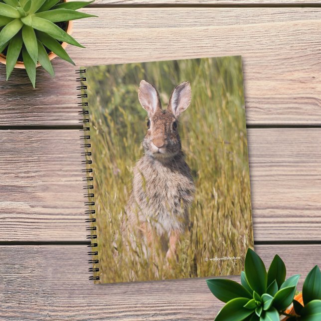 Niedliches und neugieriges Ostküstenkaninchen Notizblock (Ears to You Eastern Cottontail Rabbit Journal Cover Photo)