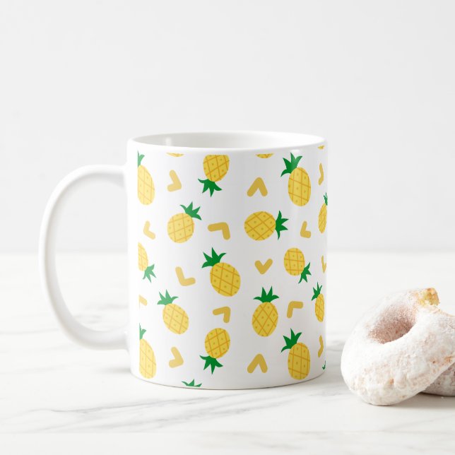 Niedliches und sonniges Ananas-Muster Kaffeetasse (Mit Donut)
