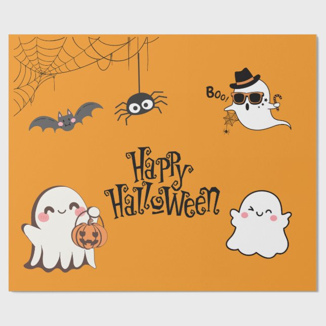 Niedliches und unheimlich Halloween Geschenkpapier (Flach)
