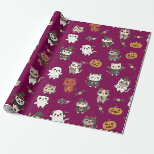Niedliches und unheimliches Halloween-Katzenwackel Geschenkpapier