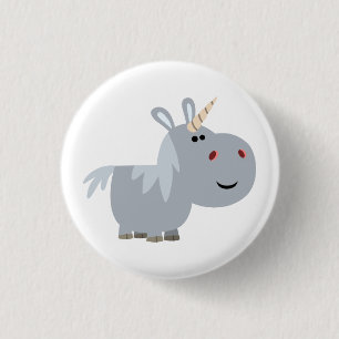 Niedliches unergründliches Cartoon-Einhorn-Button- Button