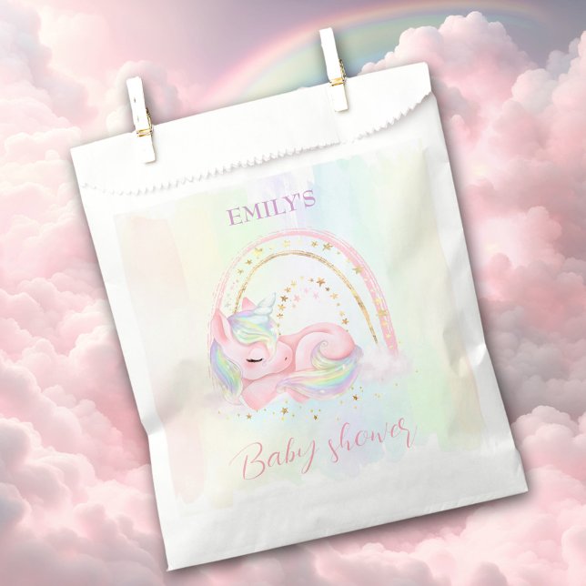 Niedliches Unicorn Babydusche Pastell Papier Beute Geschenktütchen (Cute Unicorn Baby Shower Pastel Paper Favor Bag)