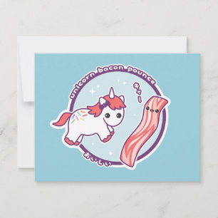Niedliches Unicorn Bacon Geburtstagsparty Einladun Einladung