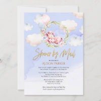 Niedliches Unicorn Floral Blue Sky Baby Shower by