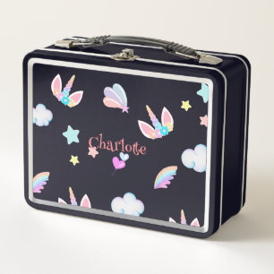 Niedliches Unicorn Gesicht Regenbogengradienten Ge Metall Brotdose