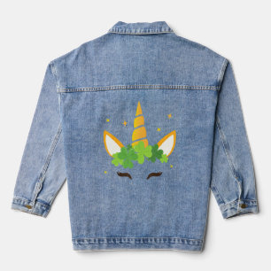 Niedliches Unicorn Gesicht St Patricks Tage Mädche Jeansjacke