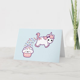 Niedliches Unicorn mit Cupcake Karte
